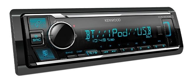 Автомагнитола Kenwood KMM-BT408, 1 DIN, Bluetooth, USB Type-A, AUX, съёмная панель