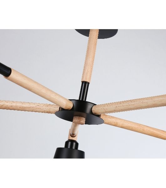 Светильник Ambrella light TR82211/5 BK/LW черный/светлое дерево E27/5 max 40W D780*430