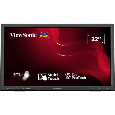 Монитор 21.5" ViewSonic TD2223 VA 1920x1080, 75 Гц, 6.5 мс, 16:9, 250 кд/м², VGA, DVI-D, HDMI 1.4, DP, USB Hub (2×USB 2.0), 3.5 Jack, аудиовход, динамики (2×2 Вт), сенсорный экран (IR Touch), черный