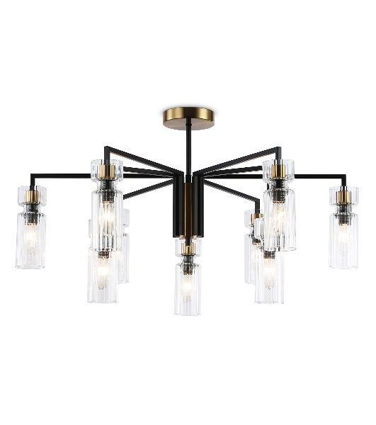 Люстра Ambrella light LH56117/9 BK/BS/CL черный/латунь/прозрачный E14*9 max 40W D765*440
