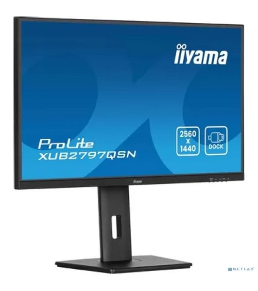 Монитор 27" Iiyama ProLite XUB2797QSN-B2 IPS 2560x1440, 100 Гц, 1 мс, 16:9, 300 кд/м², HDMI 2.0, DP 1.4, 3.5 Jack, USB-C (65 Вт), USB Hub (3x USB 3.0), Ethernet, динамики (2x2 Вт), Adaptive-Sync, черный