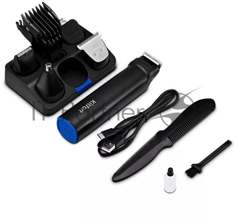 Триммер Kitfort КТ-3140-3 черный/синий 5Вт (насадок в компл:7шт)
