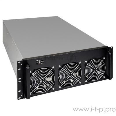 Корпус для майнинга ExeGate EX288960RUS Pro 8-650 без БП, 2*USB, 6*fan 120мм, места под: 8 видеокарт, 1 БП
