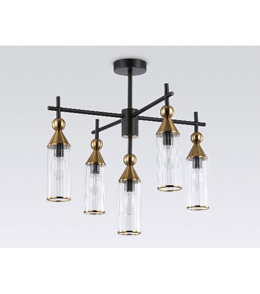 Люстра Ambrella light LH55256/5 BK/BS/CL черный/латунь/прозрачный E14*5 max 40W D520*520