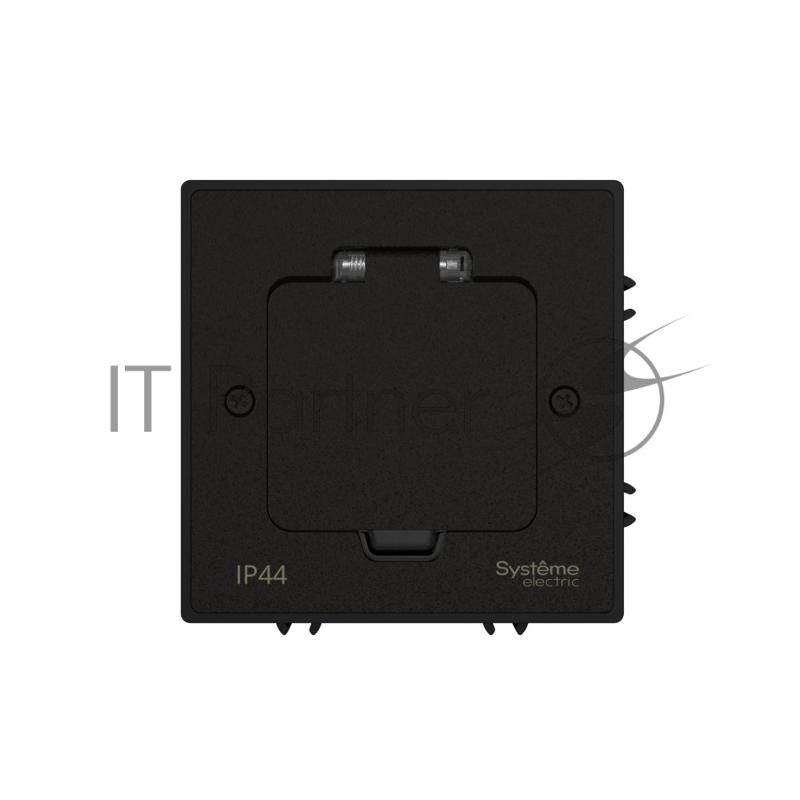 MultiDesk Лючок с розеткой 2К+З, 16А/250В, IP44 с монтажной коробкой для бетонных полов Чёрный матовый, тип MDK21 | MDK21202MBC | SE