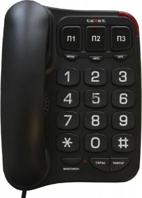 Телефон проводной teXet TX-214 черный