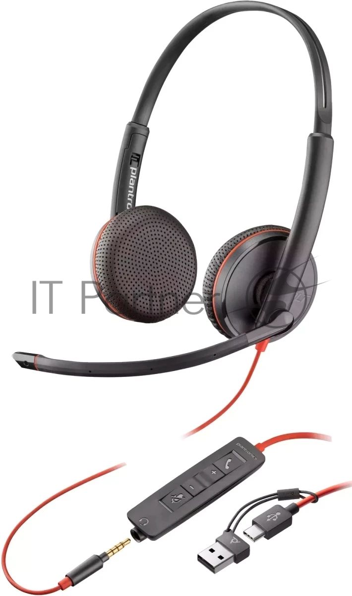 Гарнитура Plantronics Poly Blackwire 3225 чёрный, проводная, USB
