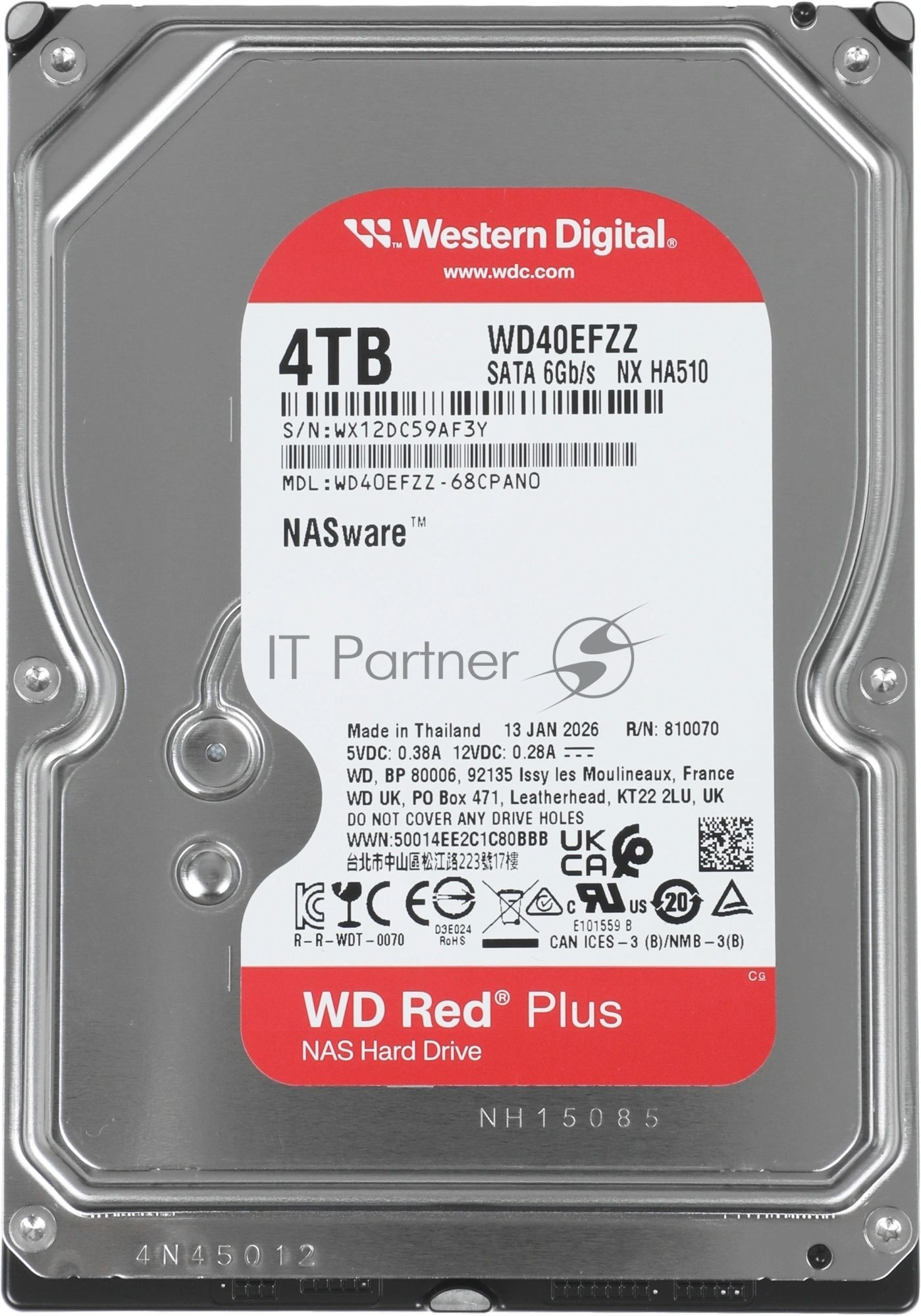 Жесткий диск HDD WD Red Plus 4Tb 5400rpm SATA 128Mb 3.5"