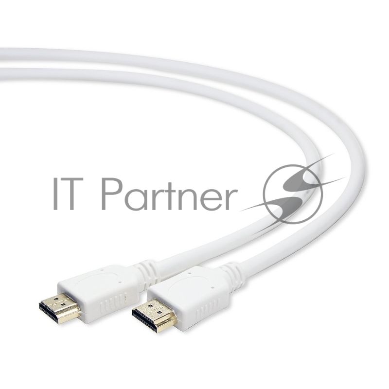 Кабель Cablexpert HDMI CC-HDMI4-W-1M, 19M/19M, v2.0, медь, позол.разъемы, экран, 1м, белый, пакет