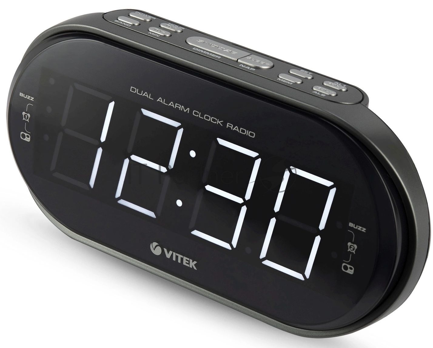 Радиочасы Vitek VT-6610 (SR) FM 87,5-108,0 МГц, AM 522-1620 KГц.Размер дисплея	1,8 дюйм.