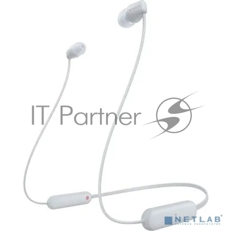 Гарнитура вкладыши Sony WI-C100 белый беспроводные bluetooth шейный обод