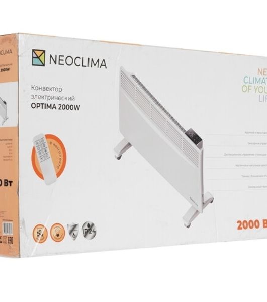 Конвектор электрический Neoclima Optima 2000W белый, 2000 Вт, электронный термостат, Wi-Fi