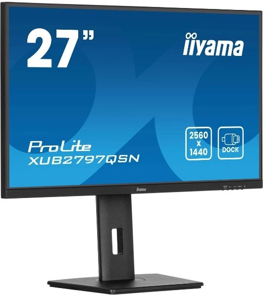 Монитор 27" Iiyama ProLite XUB2797QSN-B2 IPS 2560x1440, 100 Гц, 1 мс, 16:9, 300 кд/м², HDMI 2.0, DP 1.4, 3.5 Jack, USB-C (65 Вт), USB Hub (3x USB 3.0), Ethernet, динамики (2x2 Вт), Adaptive-Sync, черный