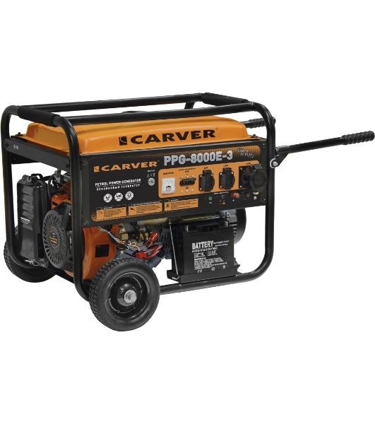Электрогенератор бензиновый Carver PPG-8000E-3, 6.5 кВт, 78 дБ, 88 кг