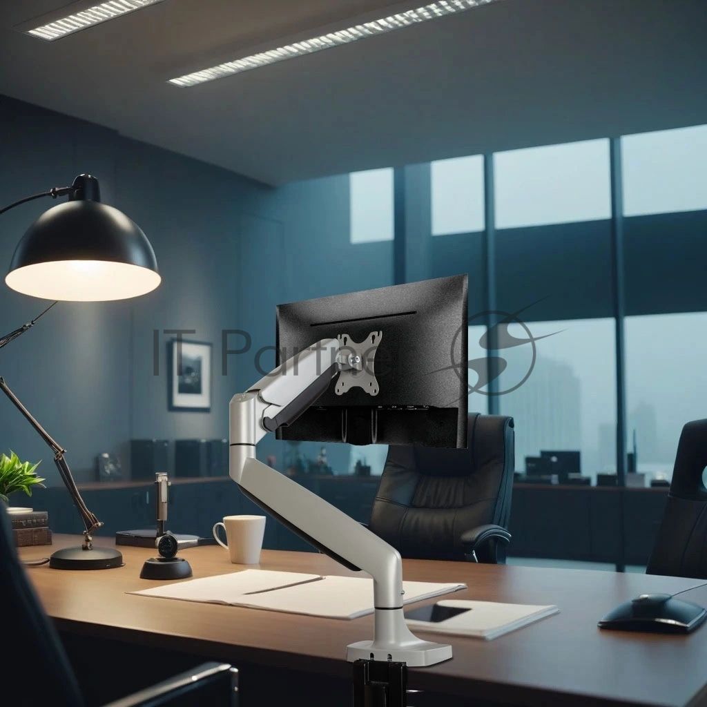 Кронштейн Kromax OFFICE-21 серебристый, 6 шт/уп. Кр. алюм. настол. для мон. 17"-45", max 15 кг, 6 ст св., нак. ±90°, пов. 360°, max VESA 100x100 мм.