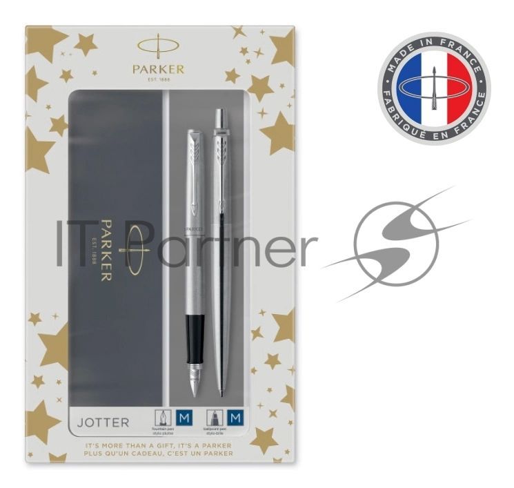 Набор ручек Parker Jotter Core FK61 (CW2093258) Stainless Steel CT сталь нержавеющая, подарочная коробка ручка перьевая, ручка шариковая