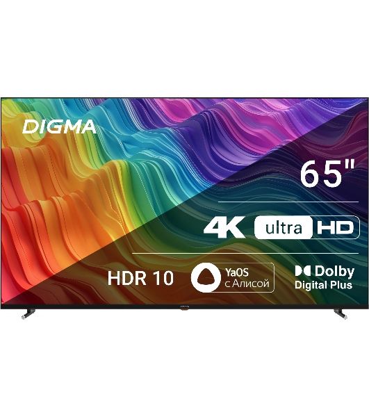 Телевизор Digma 65" DM-LED65UBB33 черный LED UHD 60Hz Яндекс ТВ