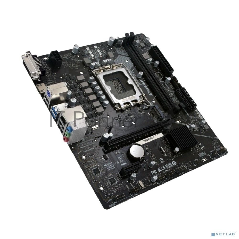 Материнская плата Biostar H610MHD D5, LGA1700, Intel H610, 2xDDR5, 4xSATA, 1xM.2, 1xPCIe 4.0 x16, HDMI, DVI-D, 1x1Gb LAN, 3x3.5 мм, 7.1, microATX