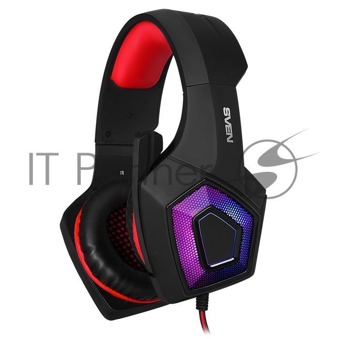 Игровые наушники с микрофоном SVEN AP-U880MV, черный-красный (USB, LED) Игровые наушники с микрофоном SVEN AP-U880MV, черный-красный (USB, LED)