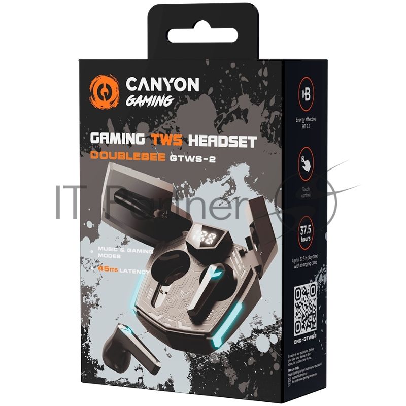 Наушники игровые CANYON headset Doublebee GTWS-2 Gaming черный