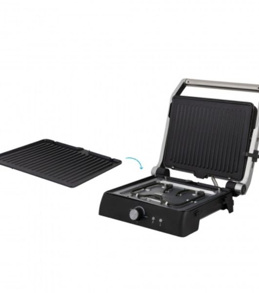 Электрический пресс-гриль Endever Grillmaster 225, серебристый/черный, 2300 Вт, терморегулятор, размер пов-ти 28х17 см