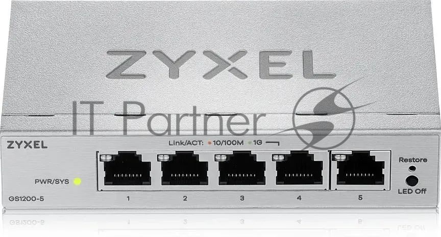 Коммутатор ZYXEL GS1200-5V3-EU0101F, 5×1 Гбит/с, управляемый