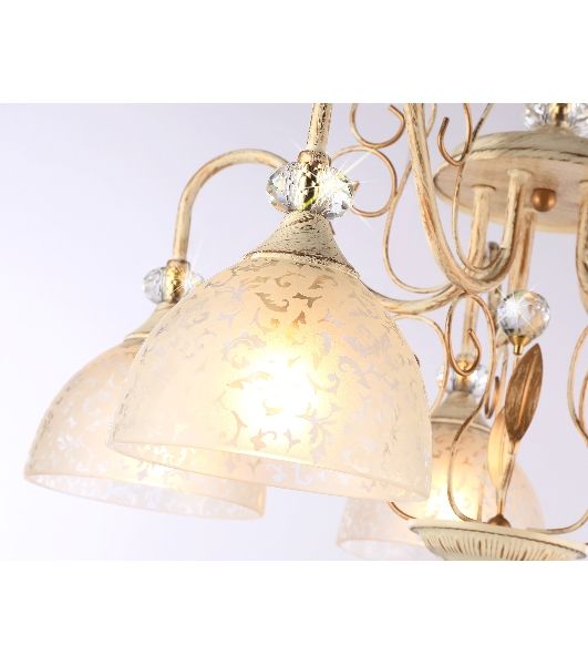 Светильник Ambrella light TR3057/5 BG/GD/FR бежевый/золото/белый матовый E27/5 max 40W D600*380