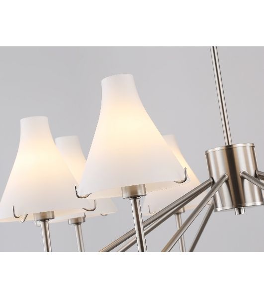 Люстра Ambrella light LH57125/8 SN/FR никель/белый матовый E14/8 max 40W D800*650