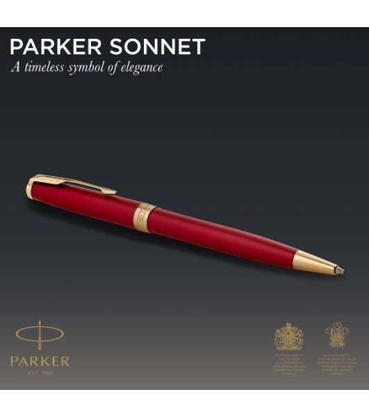 Ручка шариковая Parker Sonnet Core K539 (CW1931476) LaqRed GT M, черные чернила, подарочная коробка