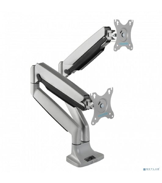 Кронштейн Kromax OFFICE-22 серебристый, 4 шт/уп. Кр. алюм. настол. для мон. 17"-35", max 2x15 кг, 6 ст св., нак. ±90°, пов. 360°, max VESA 100x100 мм.