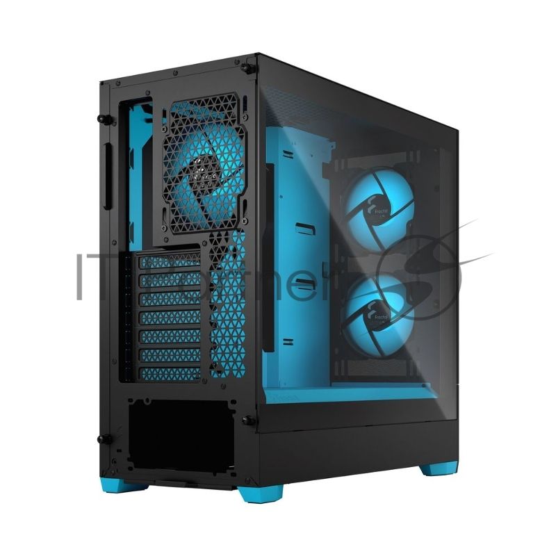Компьютерный корпус без блока питания Fractal Design Pop Air RGb Cyan Core TG Clear Tint, Midi-Tower, 3x120мм RGb, 2xUSB-A 3.2 ATX, mATX, mITX черный/циан