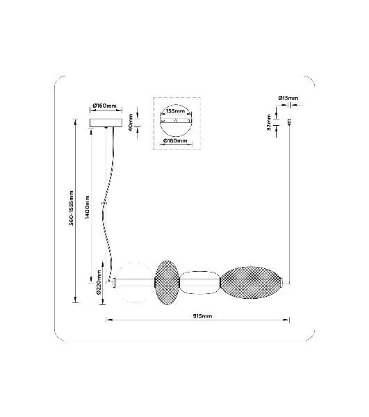 Подвесной светодиодный светильник Ambrella light LH11010 BK/FR черный/белый матовый 32W 3000K 915*220*220