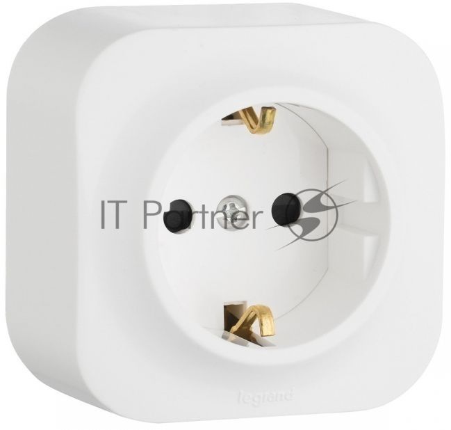 Розетка с заземлением с защитными шторками (Белая) Legrand 782220