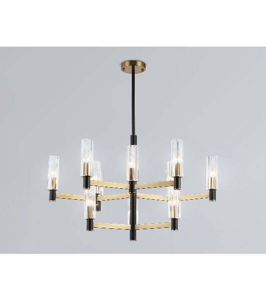 Люстра Ambrella light LH55515/12 BK/BS/CL черный/латунь/прозрачный E14*12 max 40W D860*905