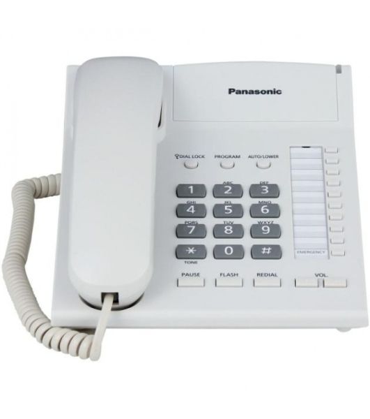 Телефон проводной Panasonic KX-TS2388RUW белый индикатор вызова,повторный набор последнего номера,4 уровня громкости звонка