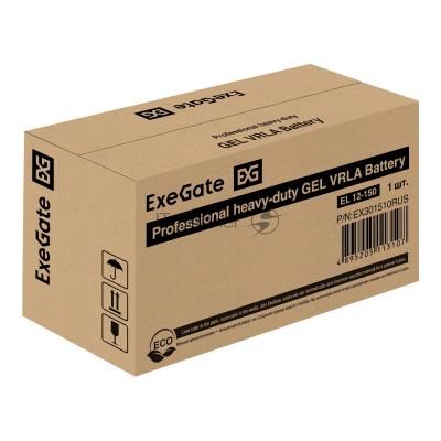 Гелевая аккумуляторная батарея ExeGate EL 12-150-М8 (12V 150Ah, болт М8)