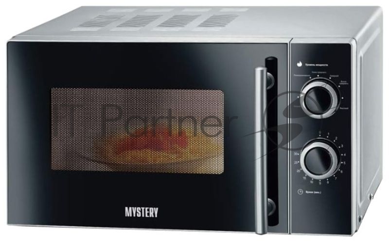 Микроволновая печь Mystery MMW-2032 черный/серебристый, 20 л, 800 Вт, переключатели - поворотный механизм
