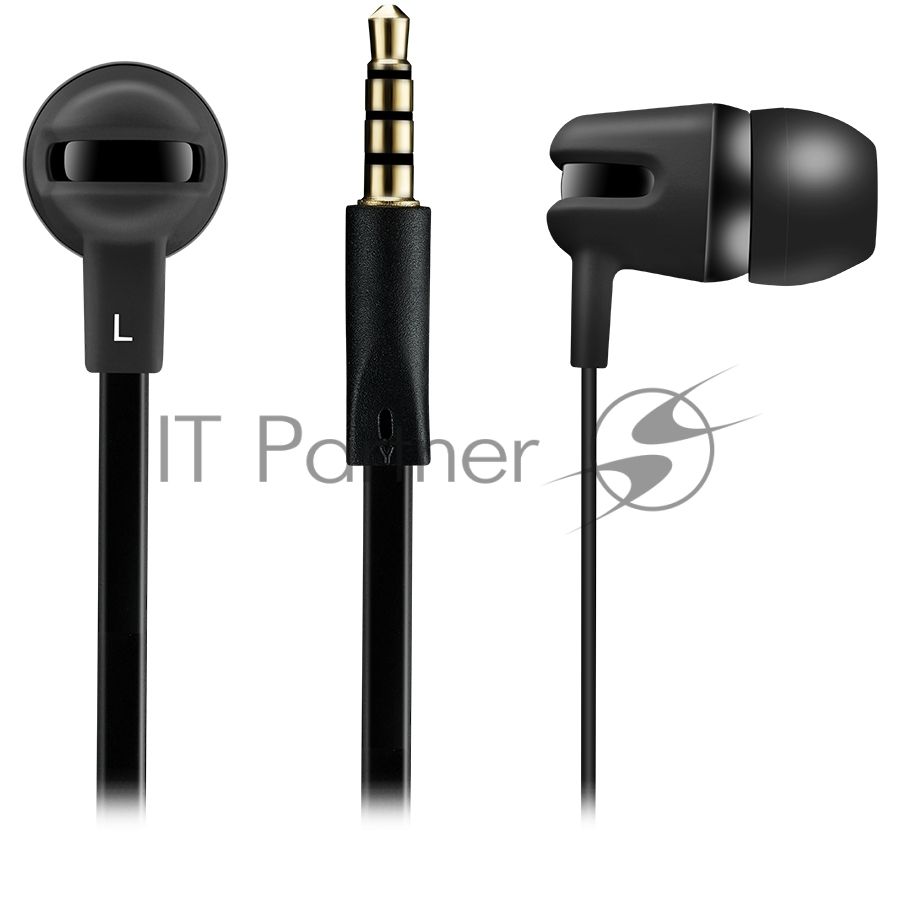 Наушники CANYON Stereo earphone with microphone, 1.2m flat cable, Black, 22*12*12mm, 0.013kg
