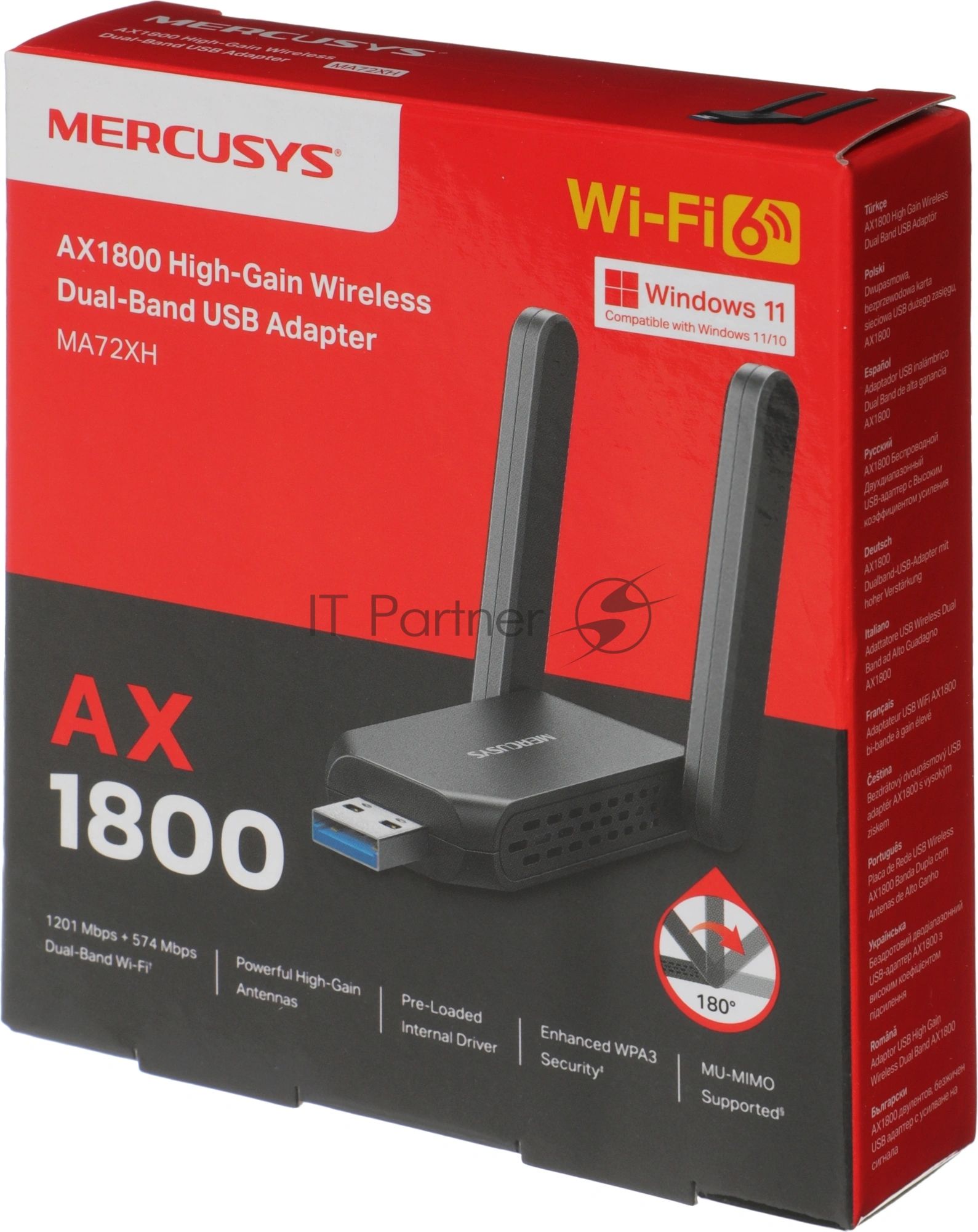 Адаптер Выскокго усиления Wi-Fi USB Mercusys MA72XH