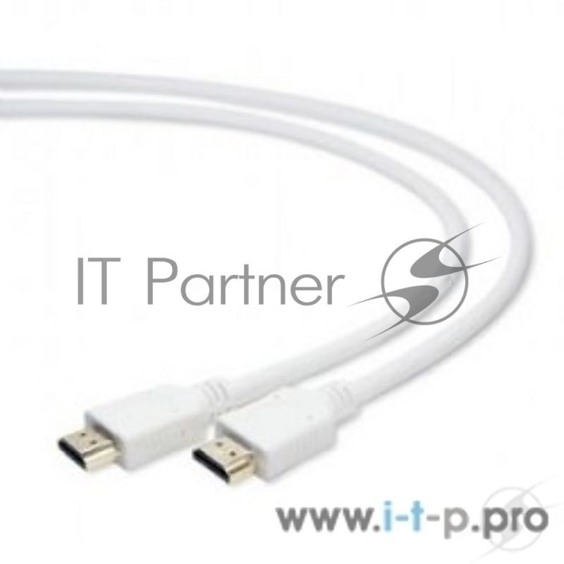 Кабель Cablexpert HDMI CC-HDMI4-W-1M, 19M/19M, v2.0, медь, позол.разъемы, экран, 1м, белый, пакет