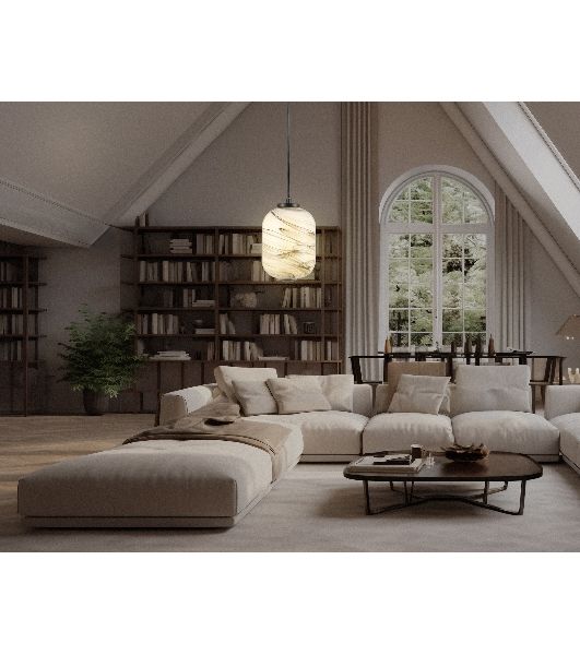 Подвесной светодиодный светильник Ambrella light LH11031 BK/MG черный/мраморно-серый 8W 3000K D150*1585