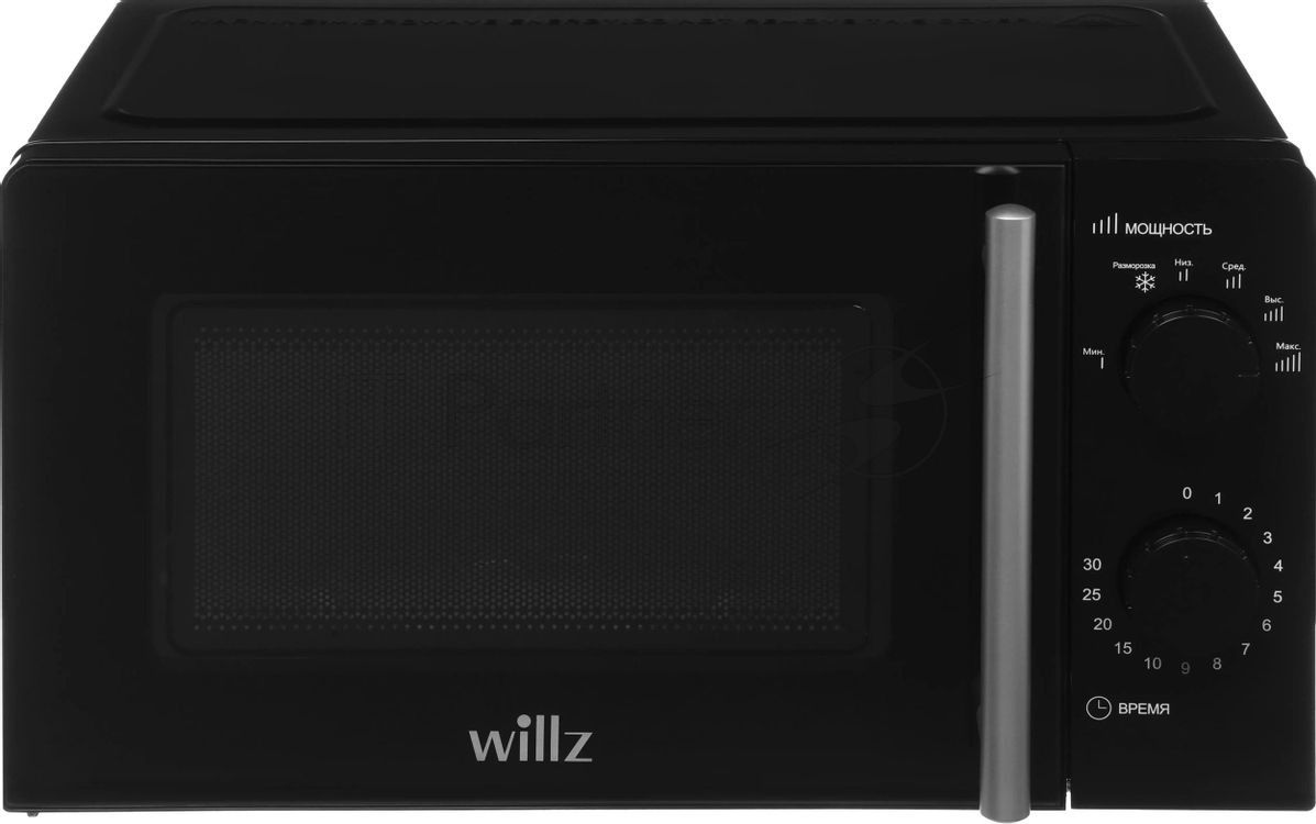 Микроволновая печь WILLZ MOS-1706MB черный, 17 л, 700 Вт, переключатели — поворотный механизм