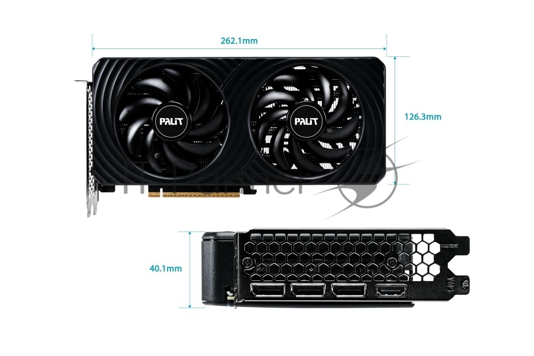 Видеокарта Palit GeForce RTX 5060 Ti DUAL, 8 GB GDDR7, 128 bit, 3xDisplayPort, HDMI, GPU 2407 MHz