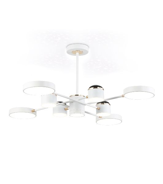 Люстра светодиодная на штанге Ambrella light FL51627/9+4 WH/FGD белый/золото 132W 3000-6000K D850*370 (без ПДУ)