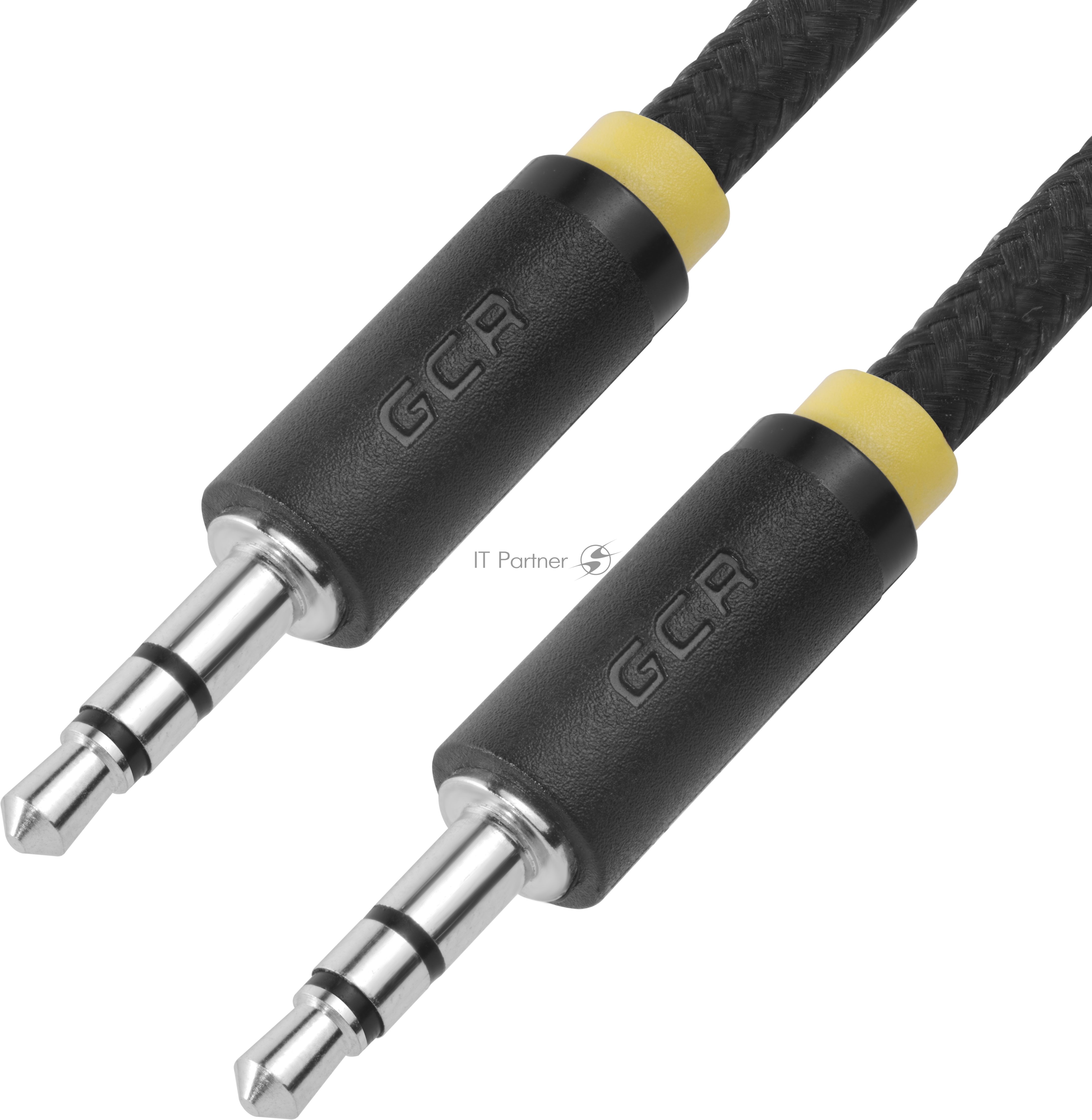 Кабель Greenconnectаудио 1.0m jack 3,5mm/jack 3,5mm, нейлон,черный, желтая окантовка, ультрагибкий, 28 AWG, M/M, Premium , экран, стерео
