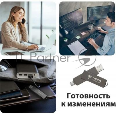 Внешний SSD Patriot Viper, 2TB, USB 3.2 Gen 2 Type-A/Type-C, R/W 1000/1000, черный