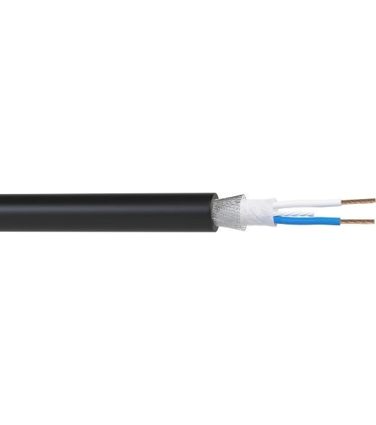 Кабель балансный микрофонный 100 м, 22 AWG, 0.34 мм2, диаметр 6.5 мм, экран, медь 19 x 0.15 мм, черный, бухта
