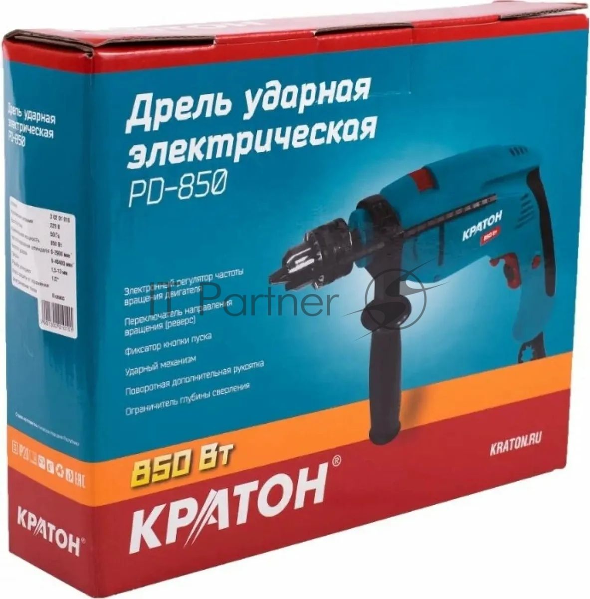 Дрель ударная Кратон PD-850 850Вт ключевой реверс (3 02 01 010)