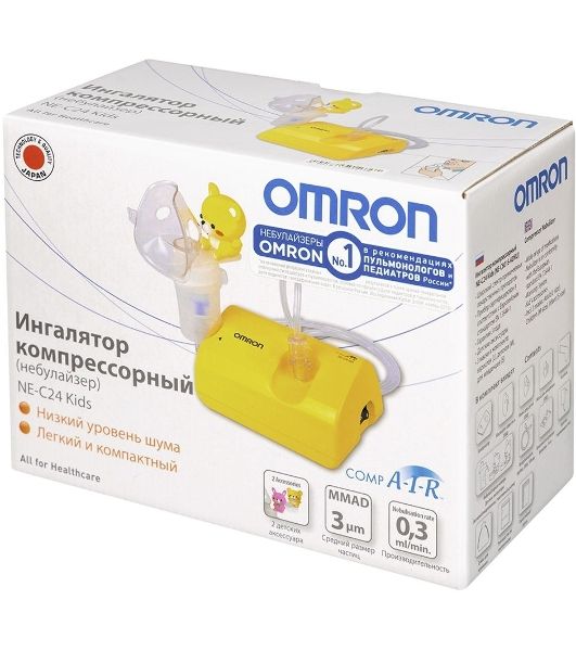 Ингалятор OMRON NE-C24 Kids компрессорный, детский, желтый
