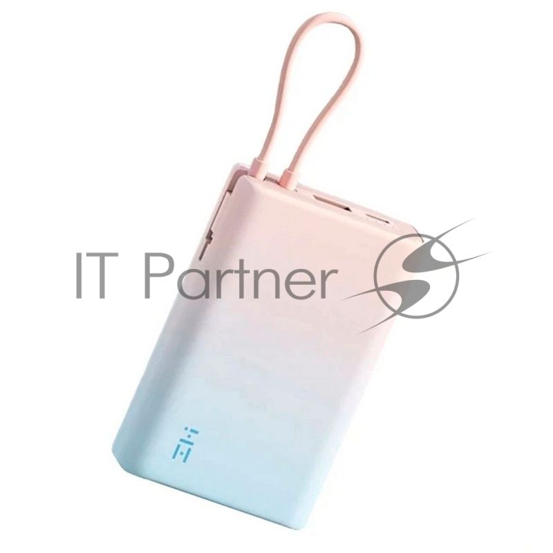 Портативный аккумулятор ZMI 10000mAh Powerbank with build-in Charging Cable color P17 розовый